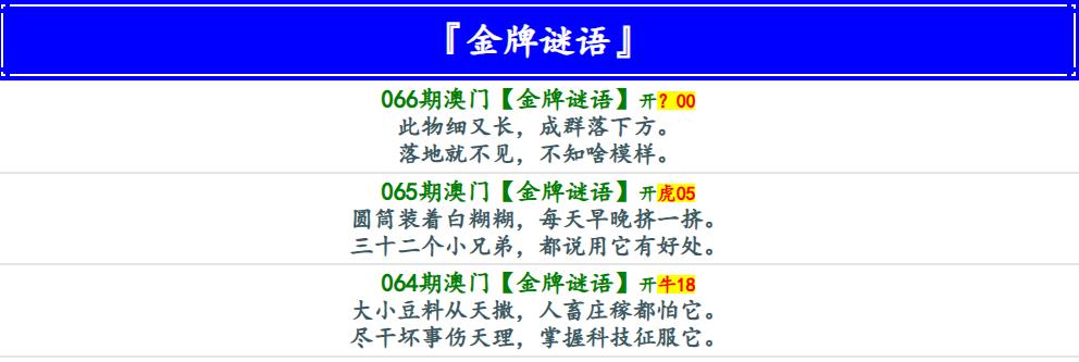 066期金牌谜语[图]