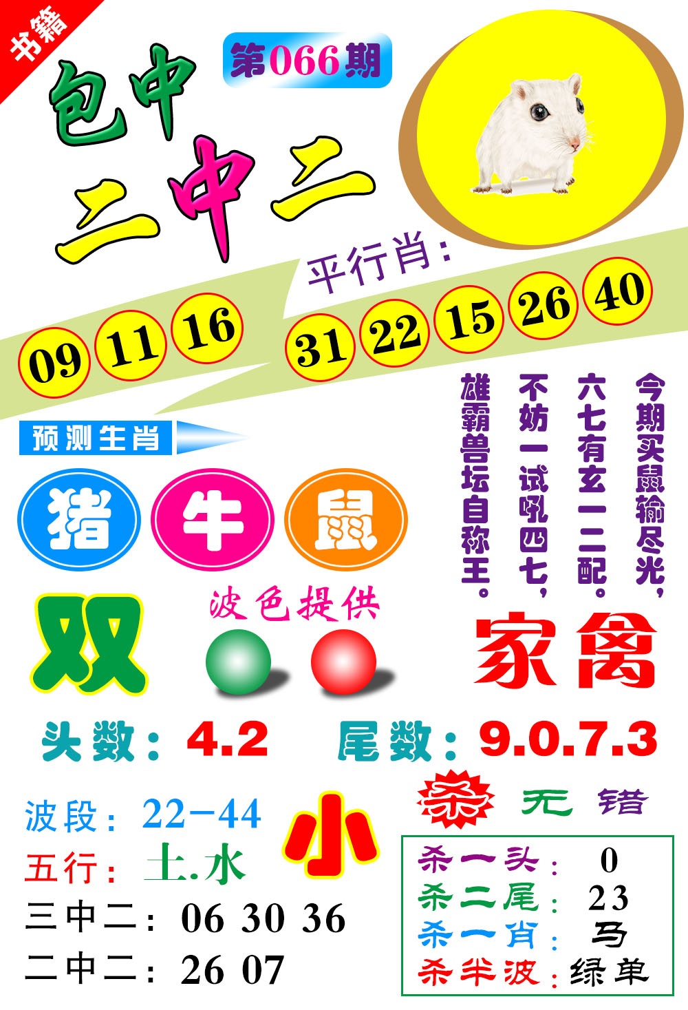 066期澳门预测生肖[图]
