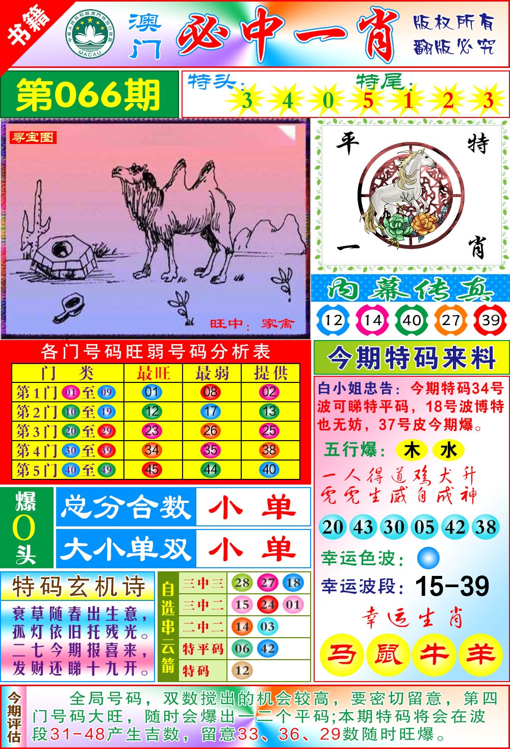 066期澳门玄机一特[图]