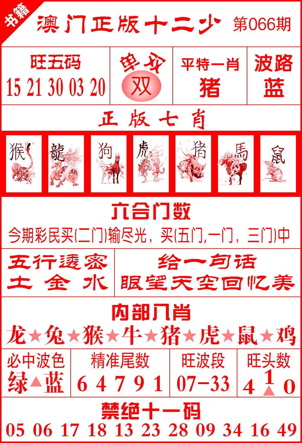 066期澳门十二少[图]