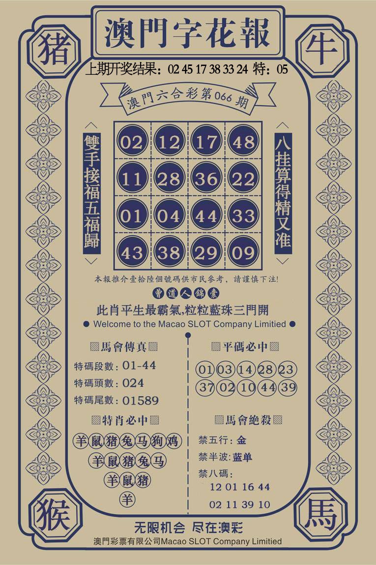 066期澳门字花报[图]